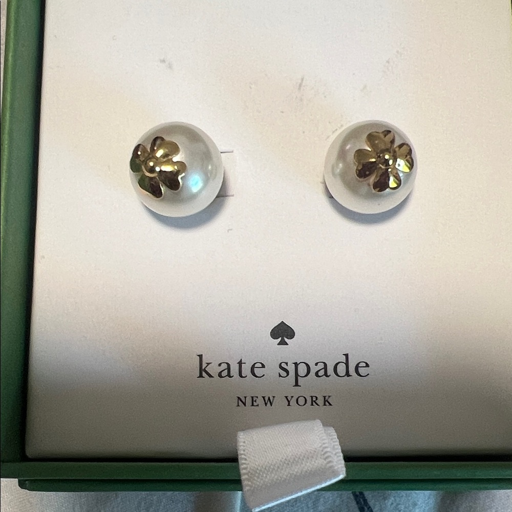 Kate Spade Gold Floral Pearl Earrings
